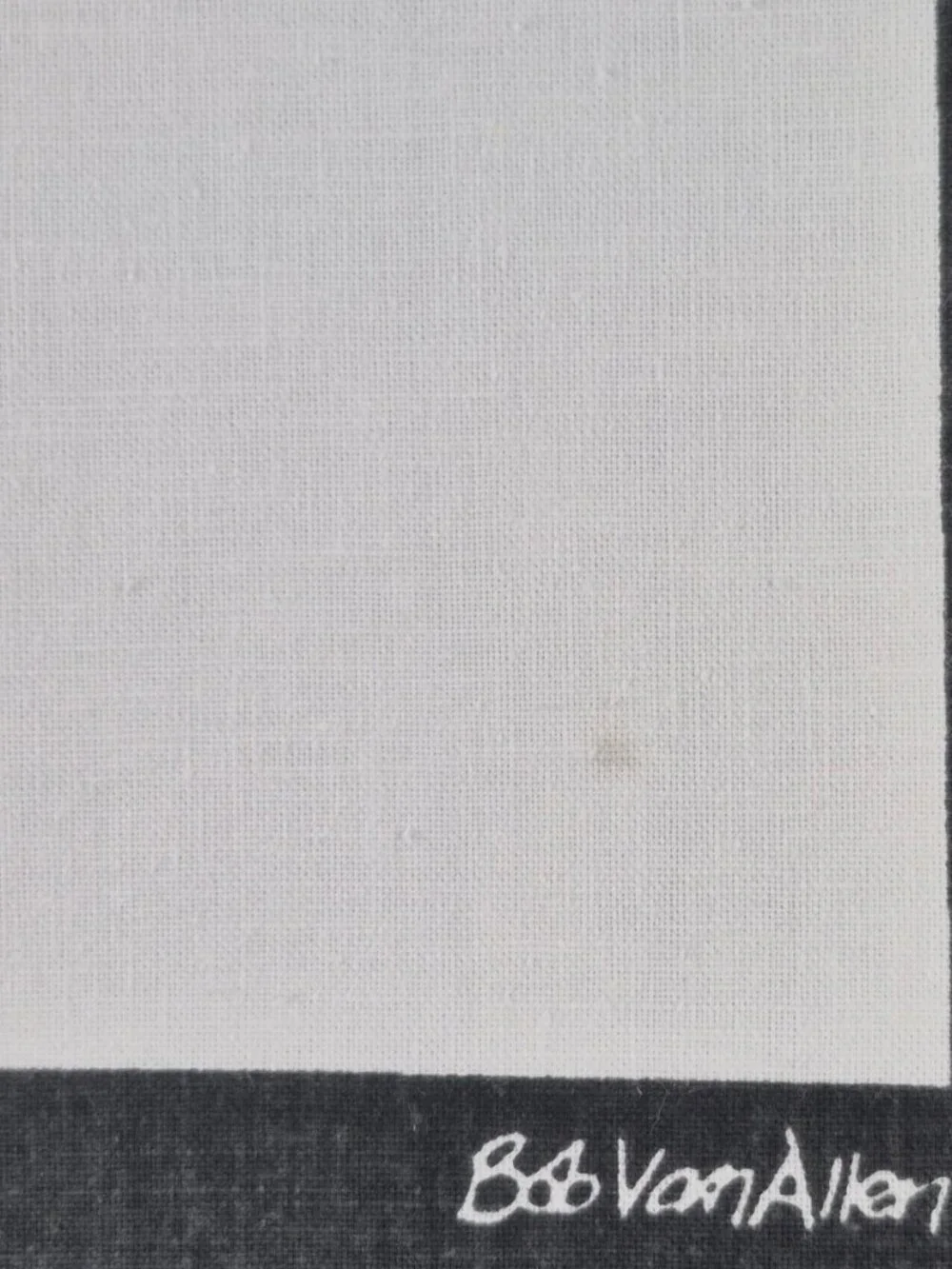 Vintage Bob Allen Napkins Charcoal Boarder & Cream Center Linen Signed Set of 8